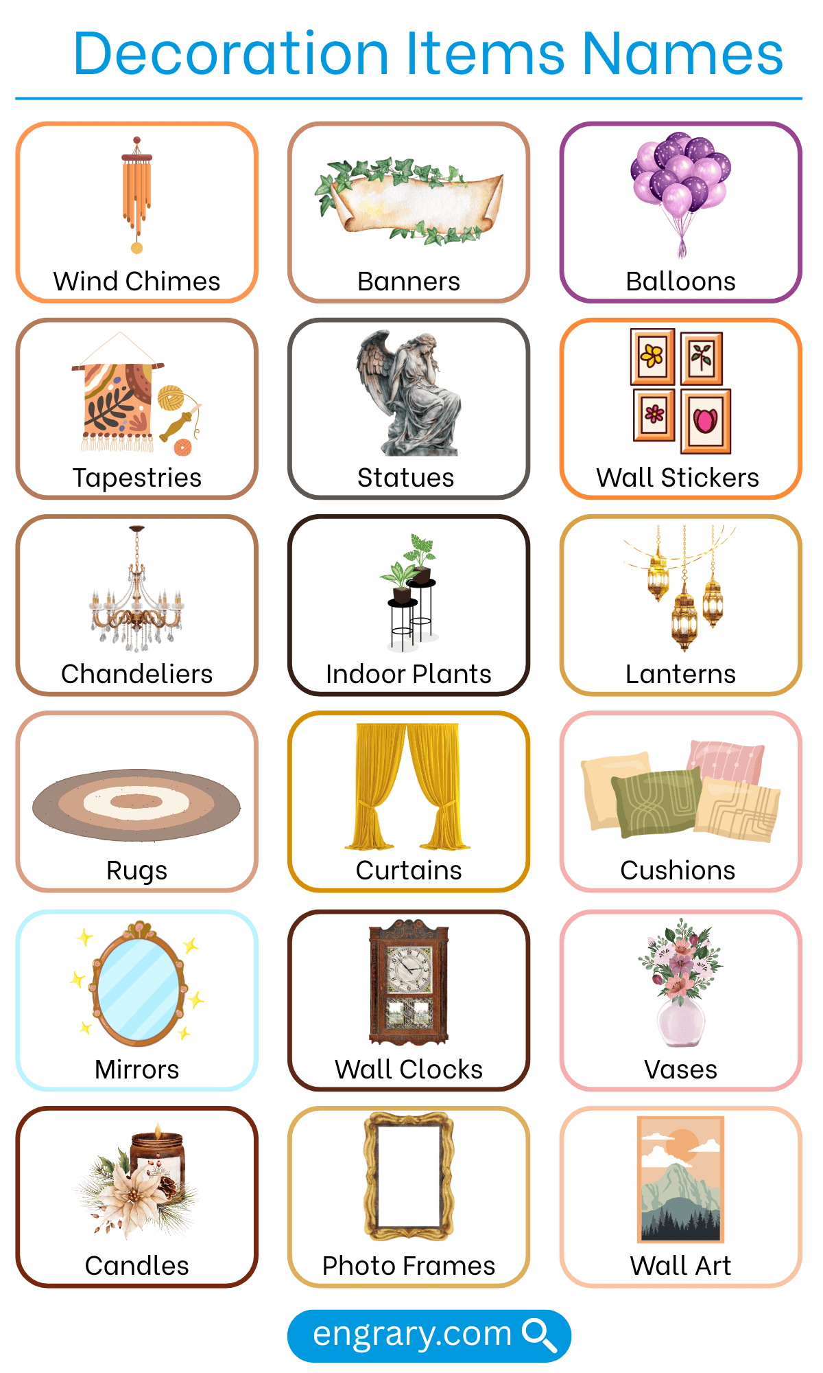 Complete list of decoration items names