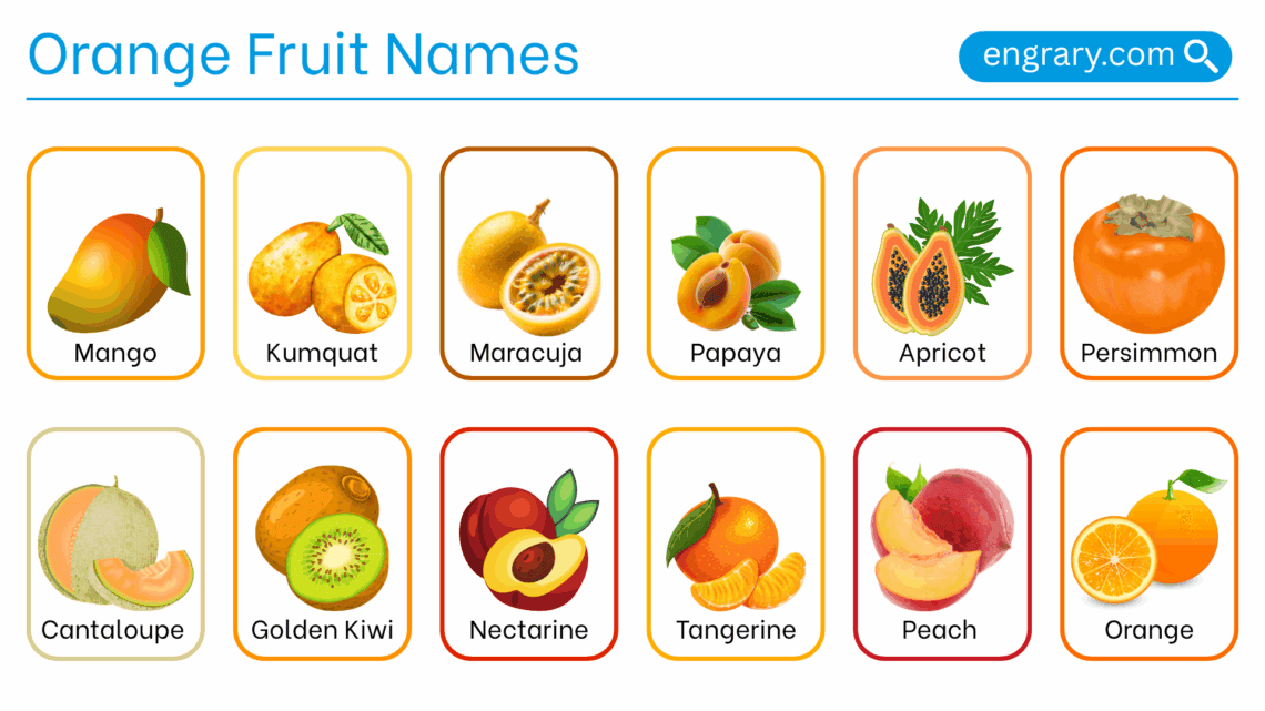 Orange fruit names with pictures in English