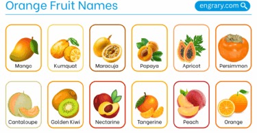 Orange fruit names with pictures in English