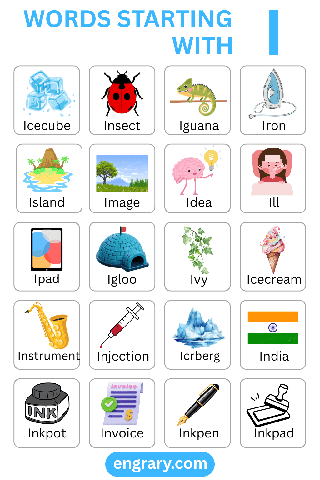 Words starting with I in English