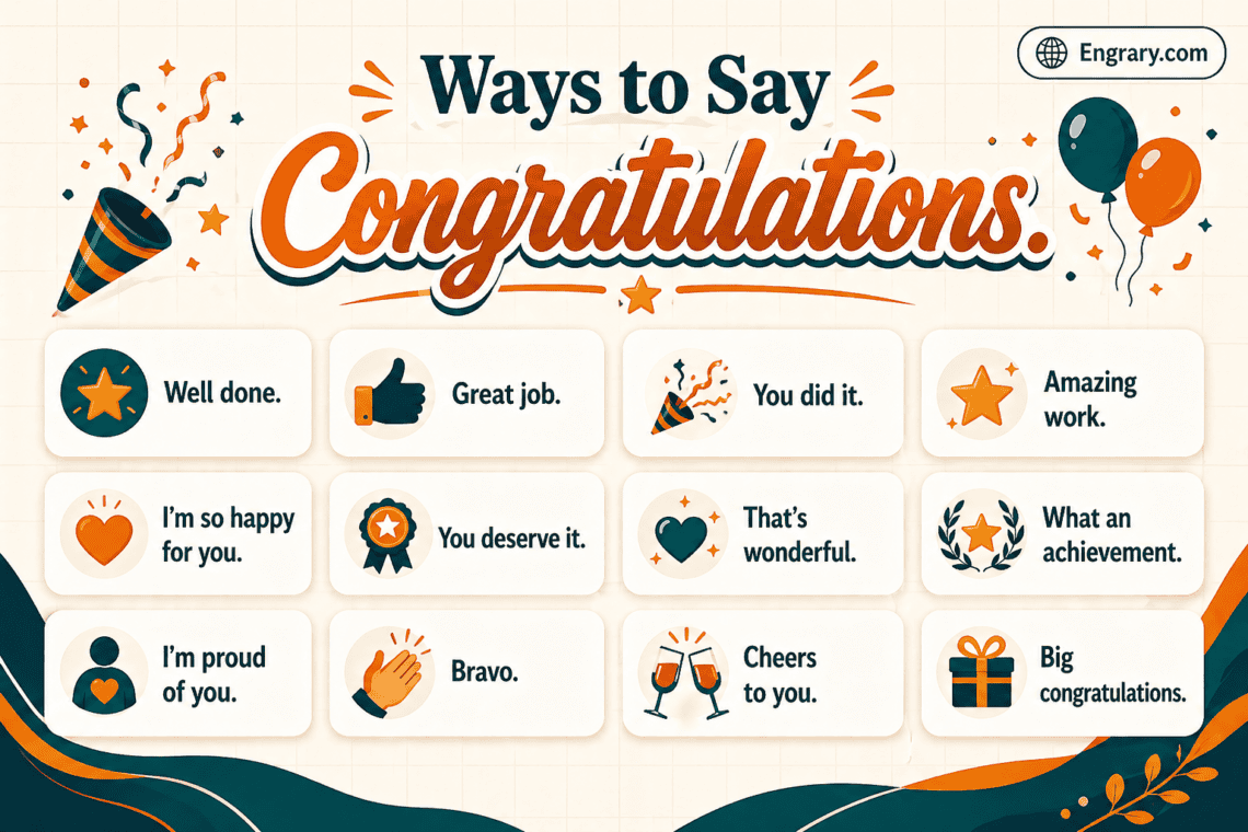 Other ways to say congratulations in English with formal, casual, heartfelt, funny, and professional phrases for every occasion.