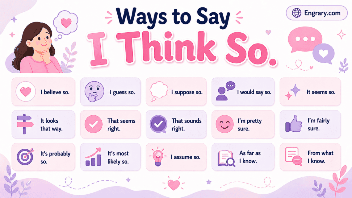 Different ways to say I think so in English with examples for casual friendly formal work and text situations