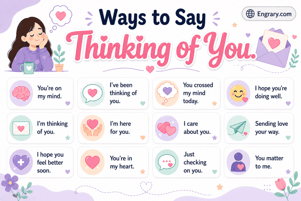 Complete list of other ways to say thinking of you in English for romantic and caring situations