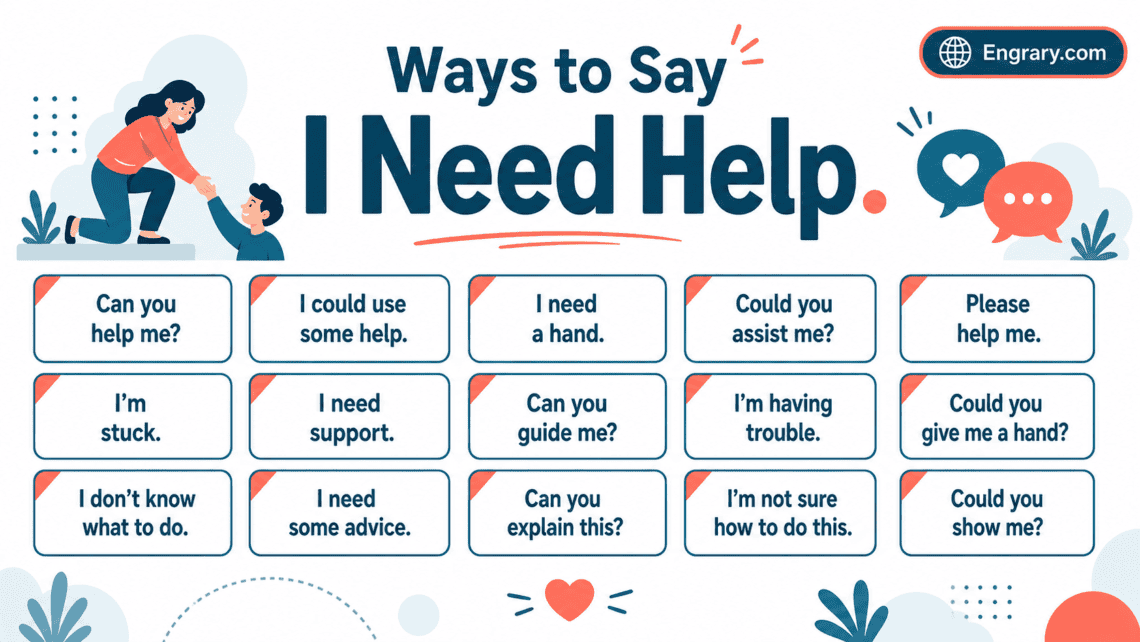 75 better ways to ask someone for help in English with polite, professional, casual, urgent, and supportive help-request phrases.