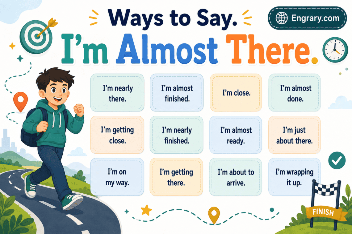 Ways to say “I’m almost there” at work in English with professional phrases for final edits, task progress, project updates, deadlines, and work messages.