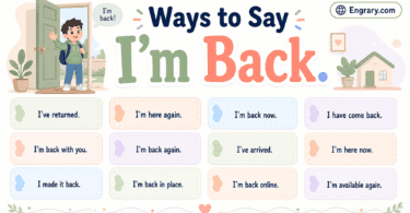 Other ways to say “I’m back” in English with polite, professional, casual, work, online, vacation, recovery, and comeback phrases.