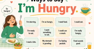 100 plus polite and funny ways to say I’m hungry in English with casual, respectful, snack, craving, and meal-time phrases.