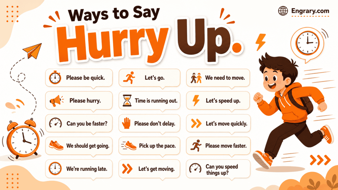 Hurry up phrases for work, texts, and daily life with polite, professional, casual, and urgent ways to ask someone to move faster.