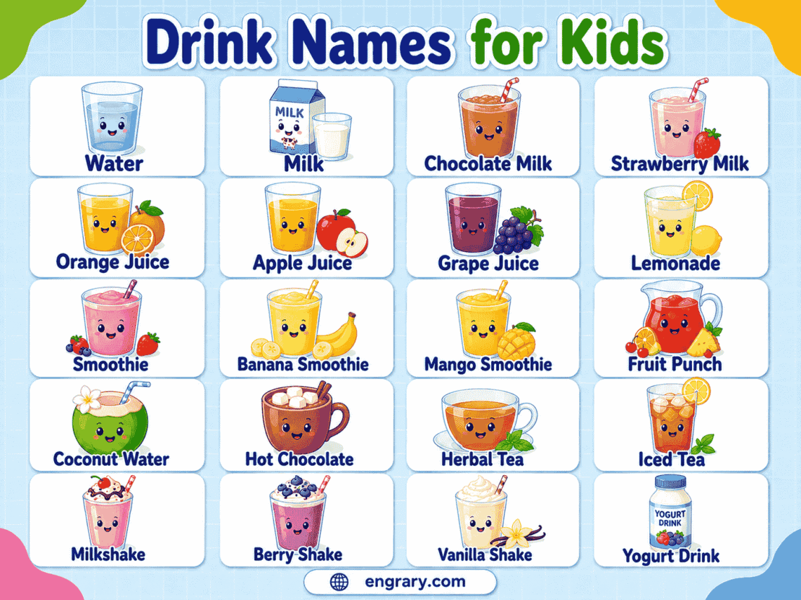 40 Hot and Cold Drink Names for Kids with Pictures