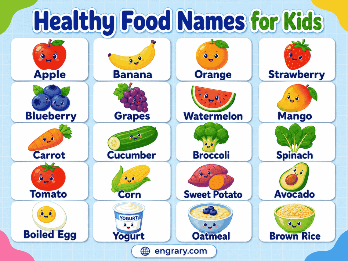 50+ Healthy Food Names for Kids with Pictures