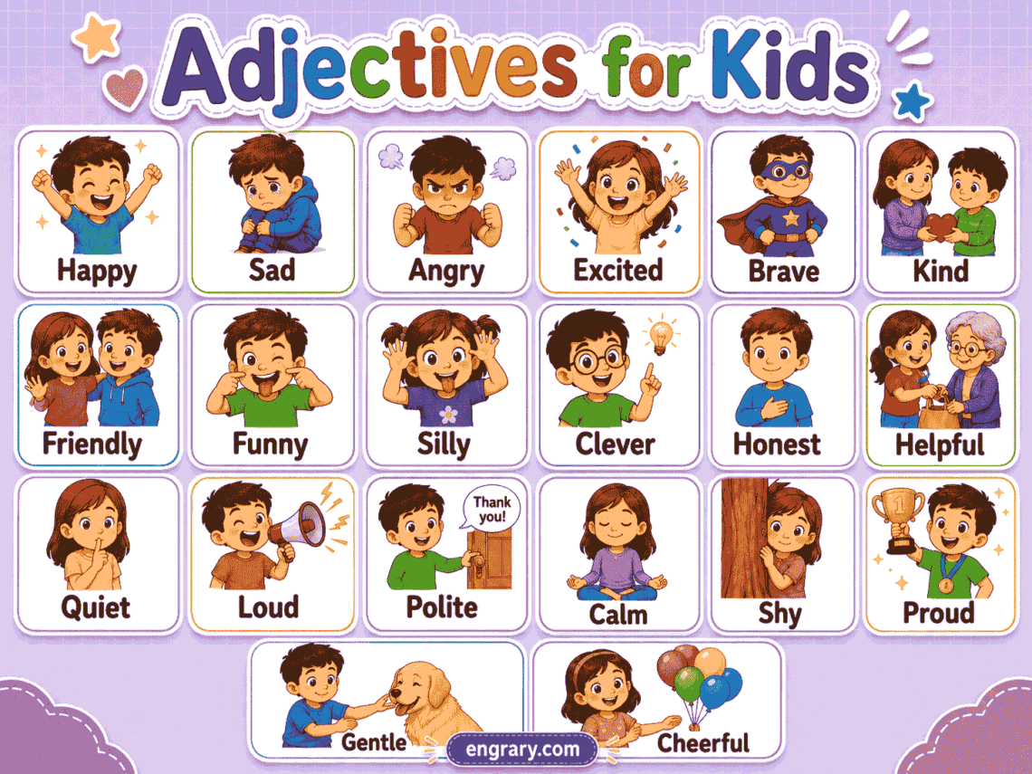 Adjectives for Kids with Pictures and Meanings