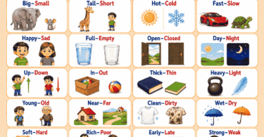 Antonyms for Kids Easy Opposite Words List with Meanings