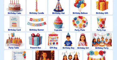 Birthday Vocabulary List for Kids with Pictures