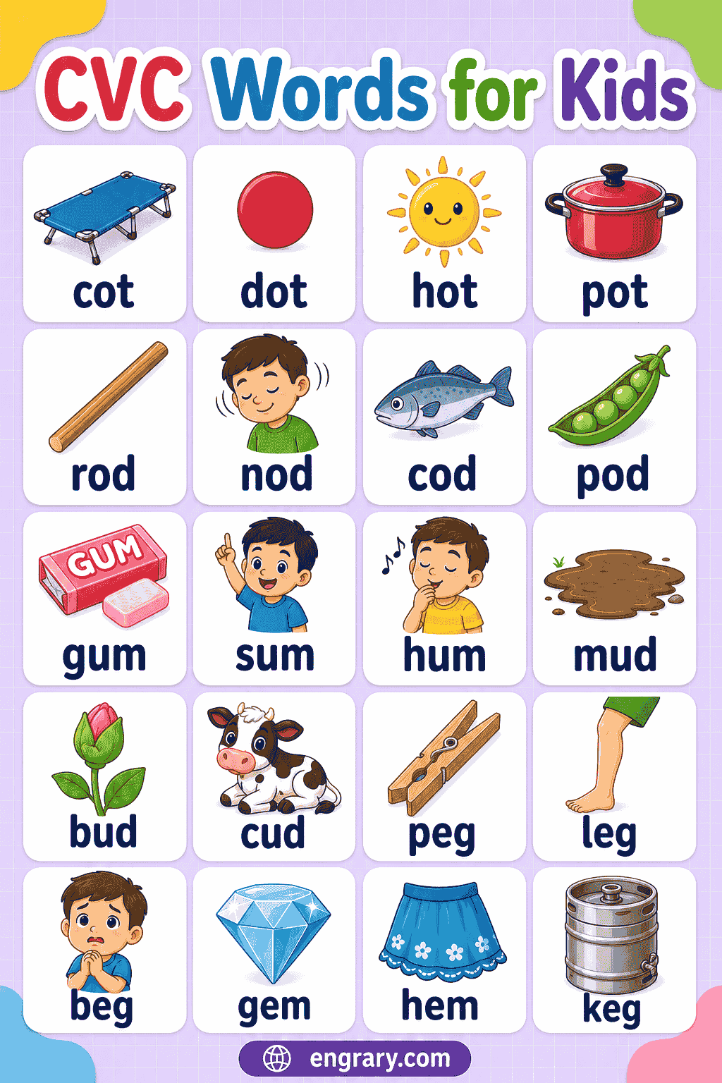 CVC Words for Kids with Pictures