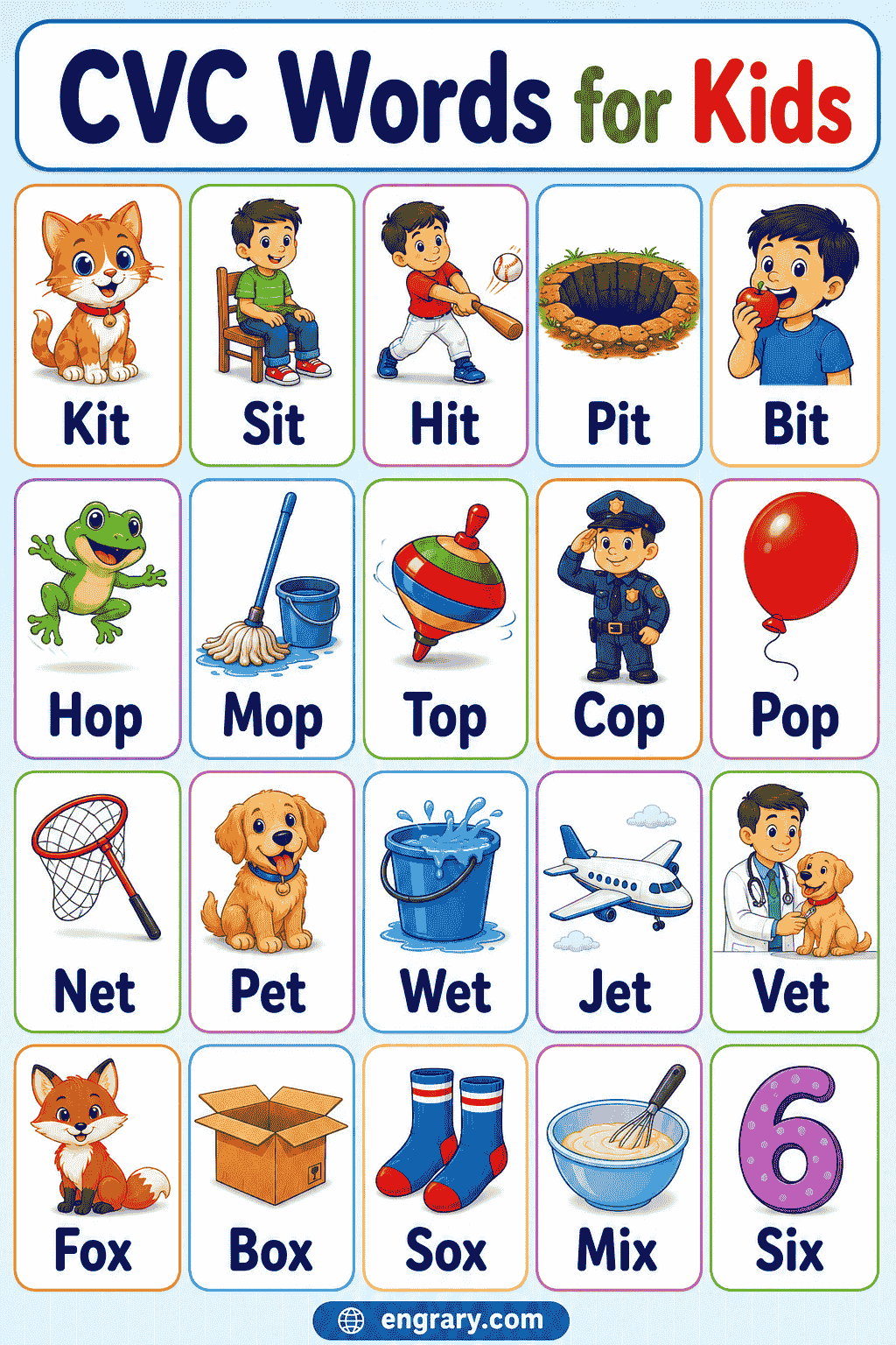 CVC Words for Kindergarten with Pictures