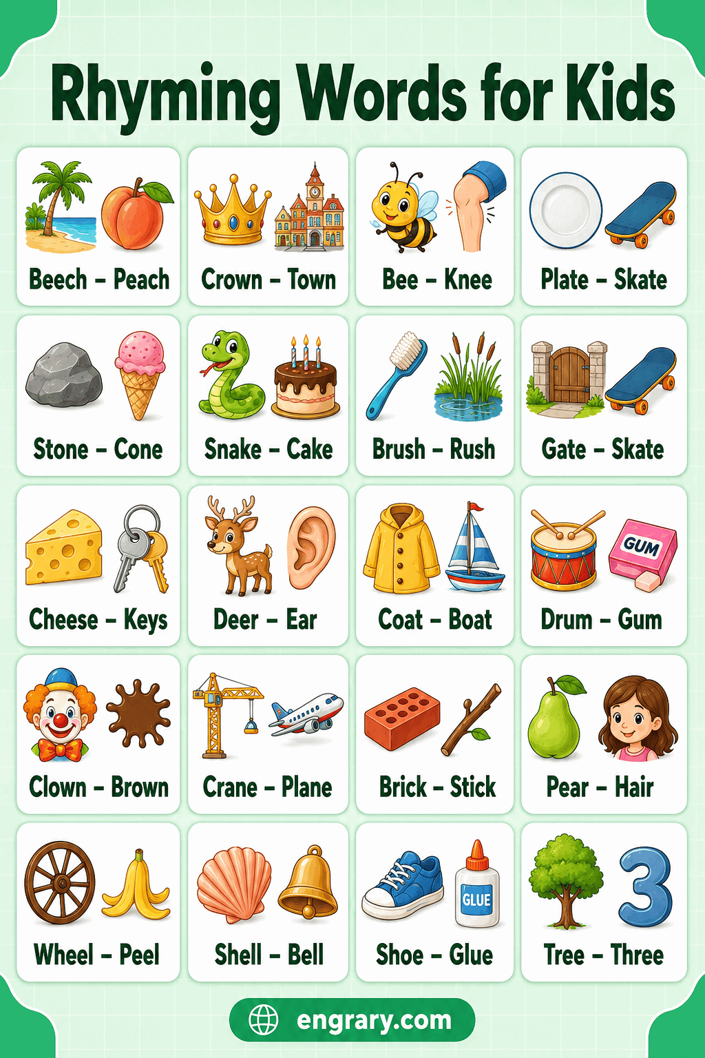 CVC and Short Vowel Rhyming Words for Kids