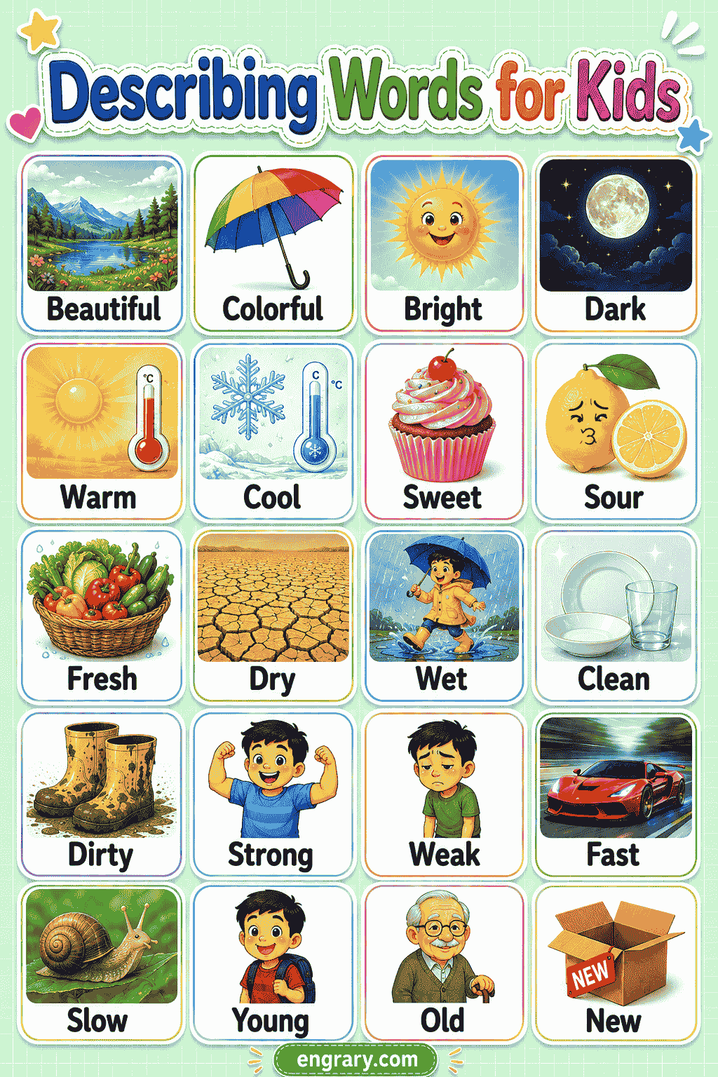 Describing Words for Kids with Pictures and Meanings