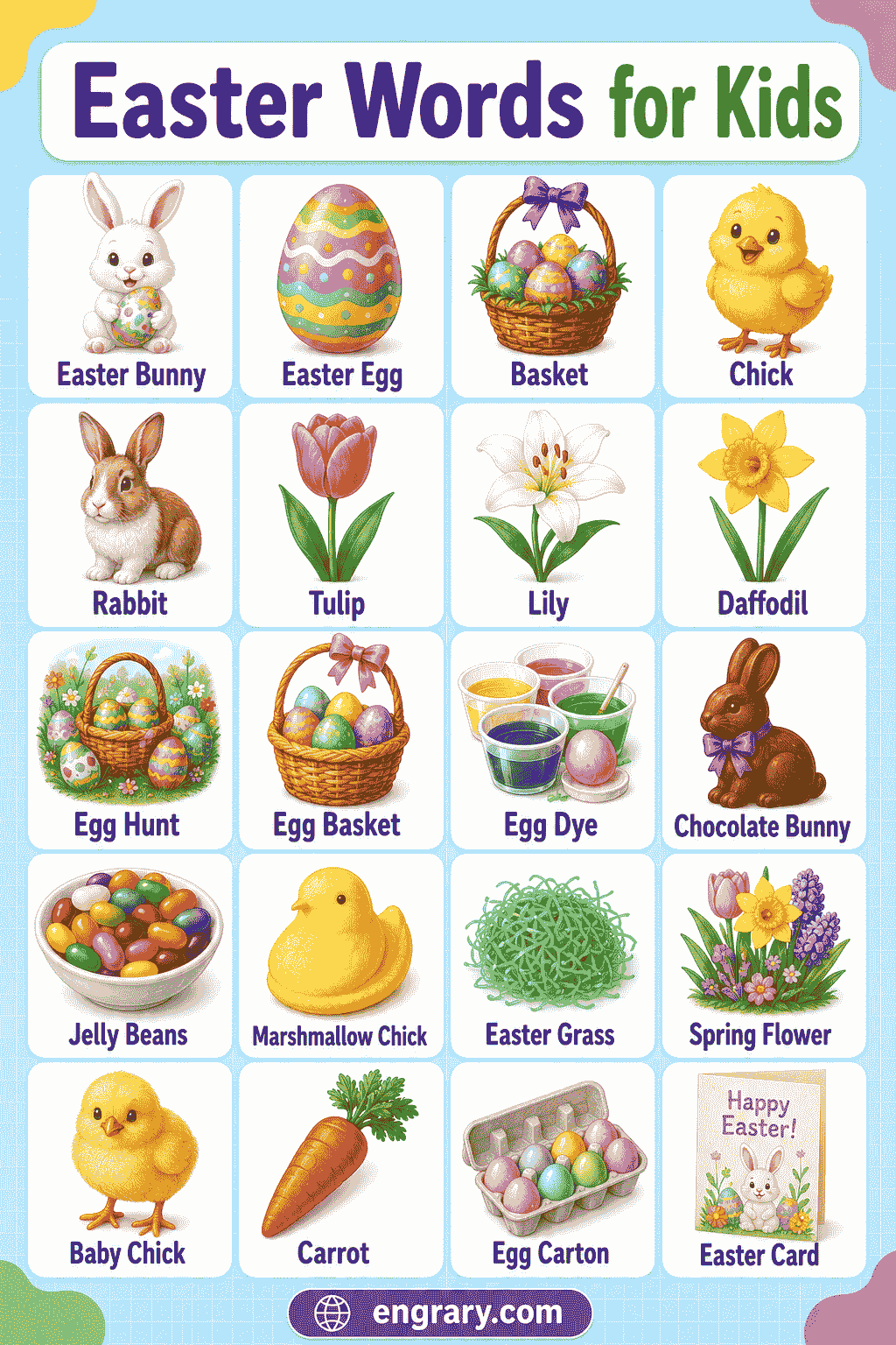 Easter Words for Kids Easy Spring Vocabulary List