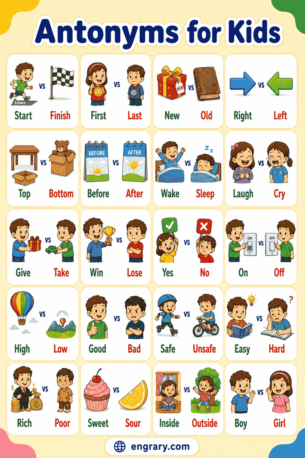 Easy Antonyms for Kids in English