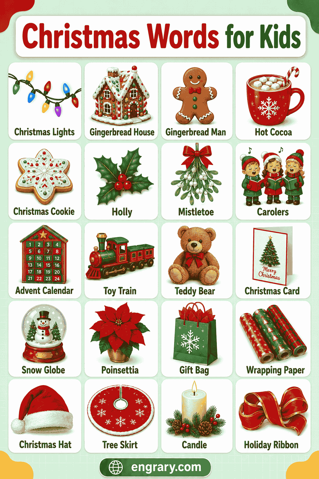 Easy Christmas Words for Preschool and Kindergarten