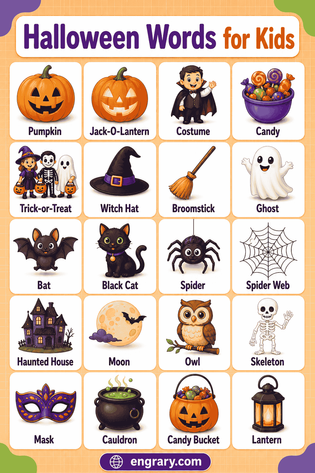 Halloween Words for Kids List, Meanings & Pictures