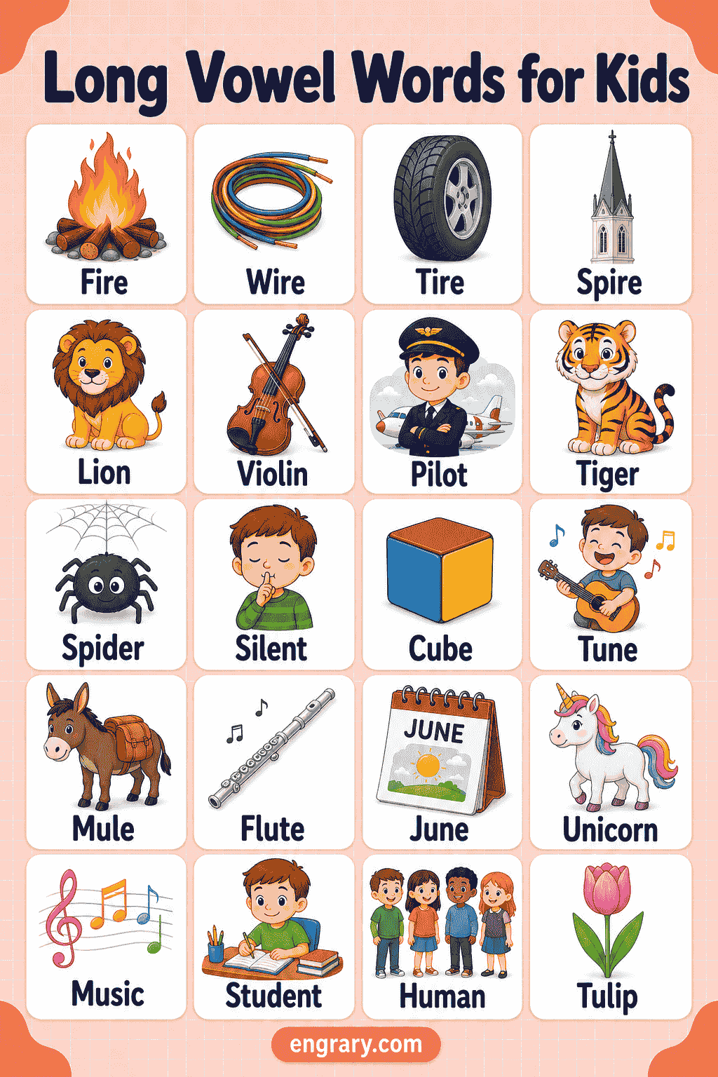 Long Vowel Words with Examples