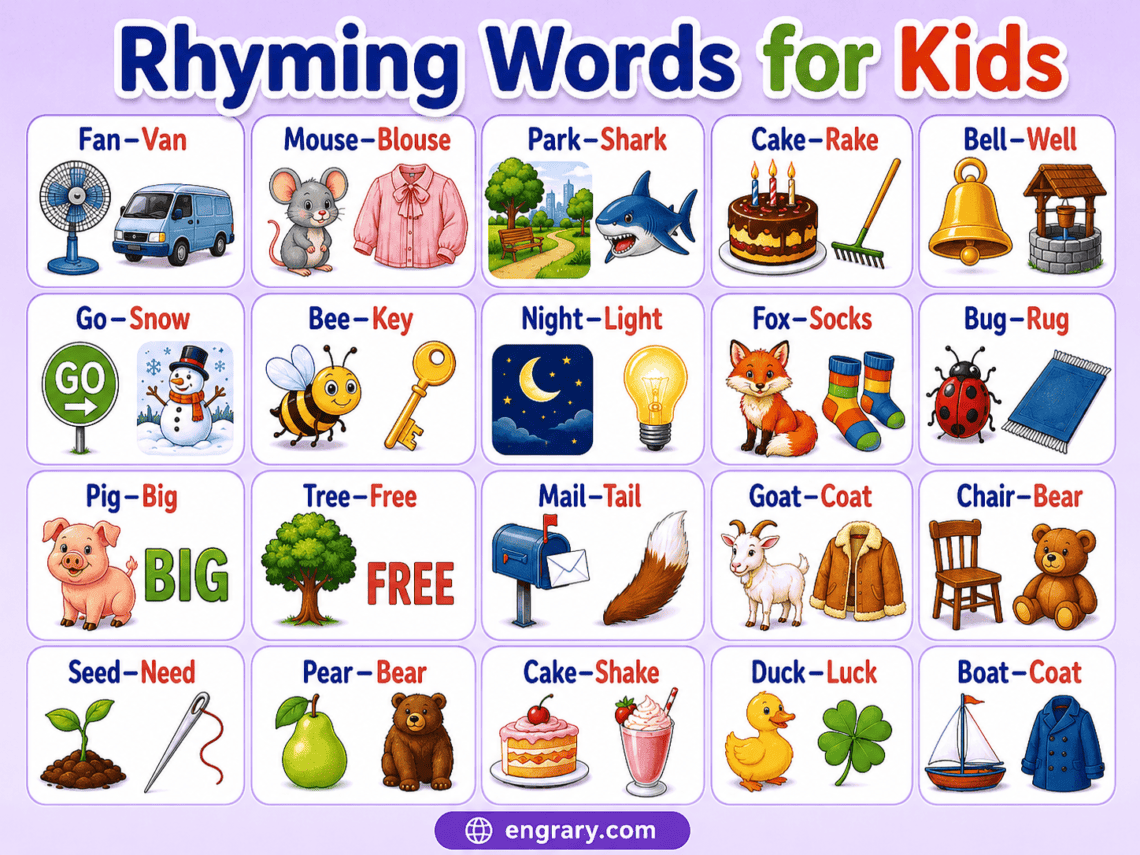 Rhyming Words for Kids: Easy Lists, Meanings and Sentences • Engrary