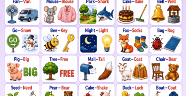 Rhyming Words for Kids Easy Lists, Meanings and Sentences