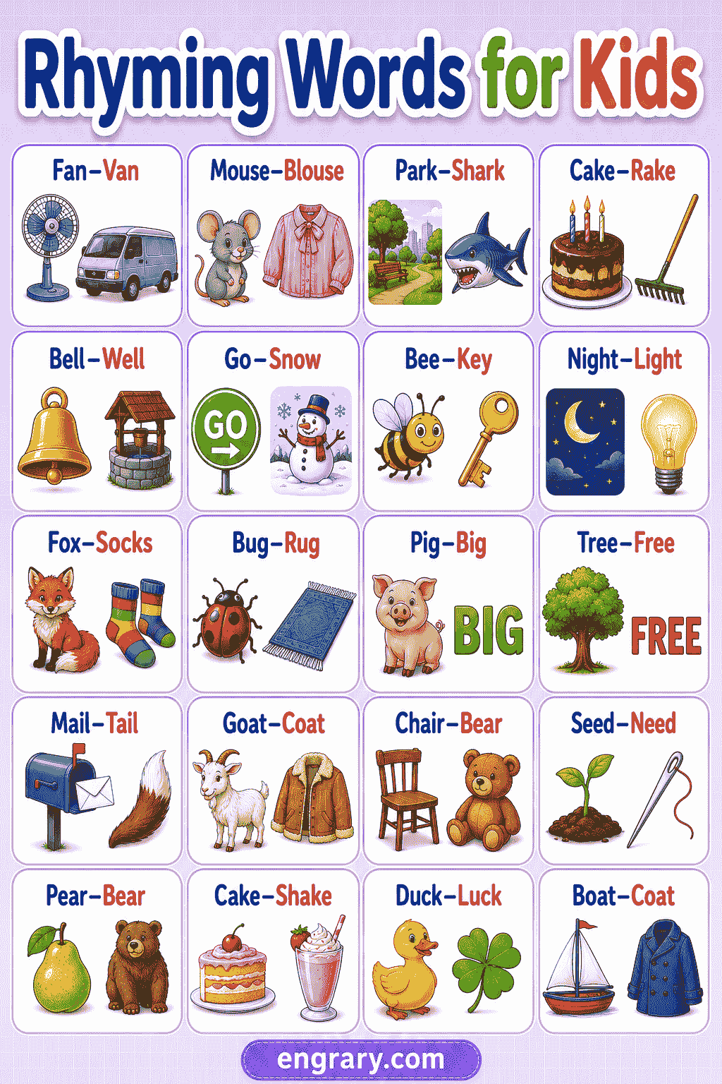 Rhyming Words for Kids with Meanings and Examples