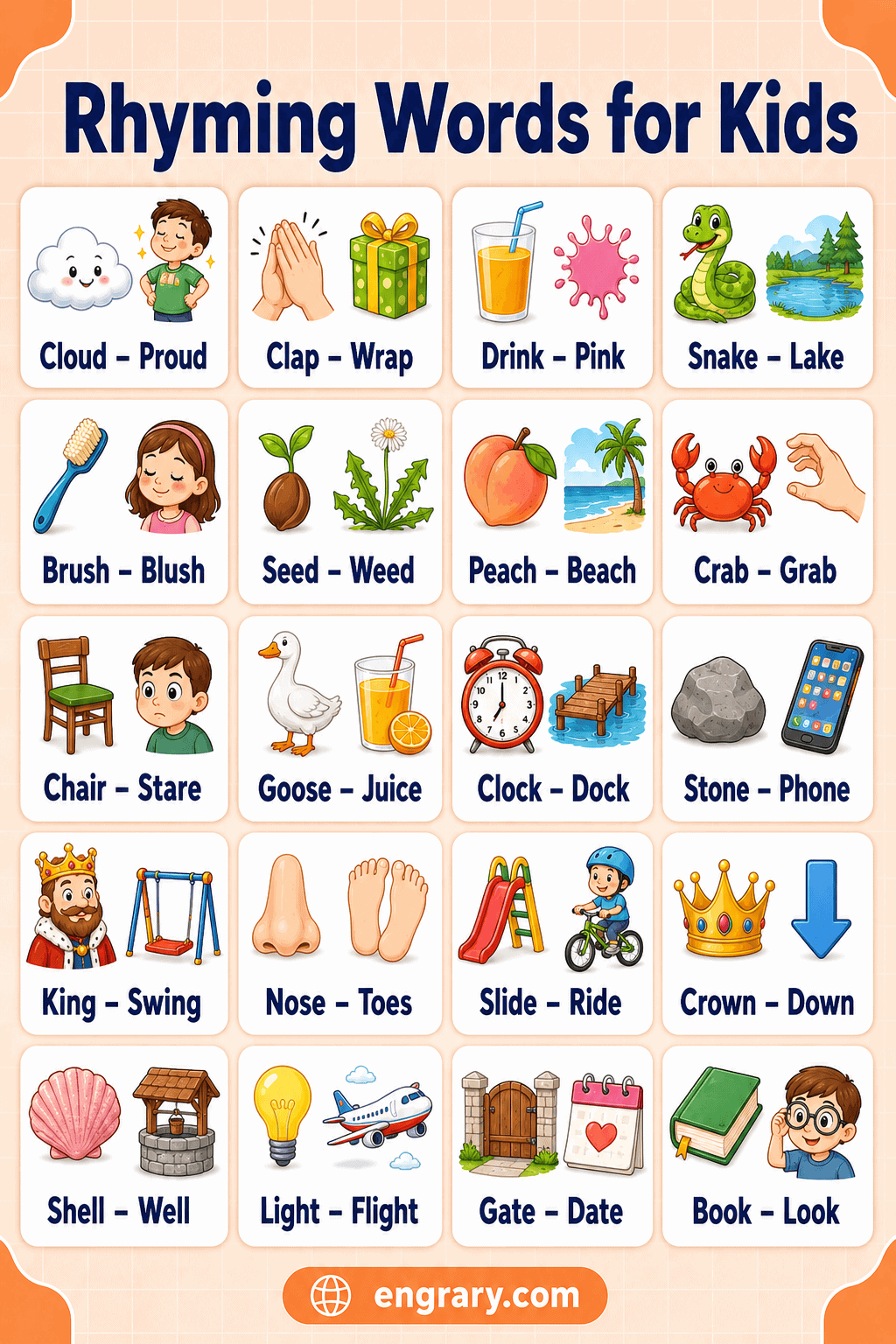 Rhyming Words for Kindergarten with Sentences
