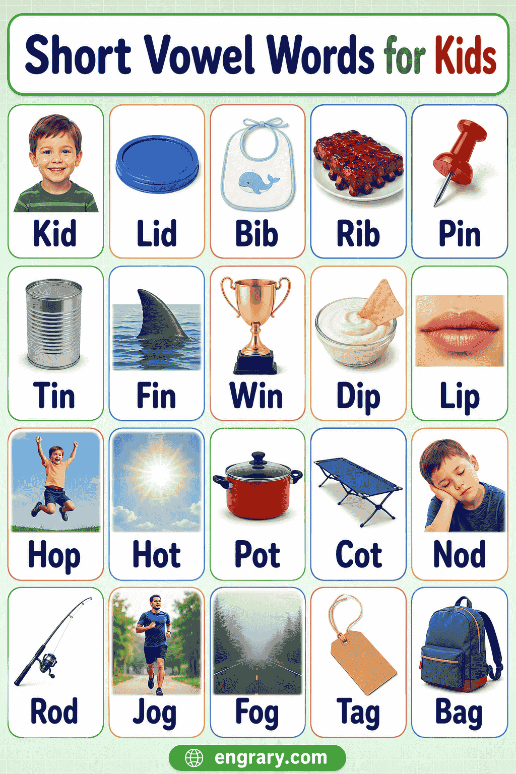 Short Vowel Words for Kindergarten and First Grade