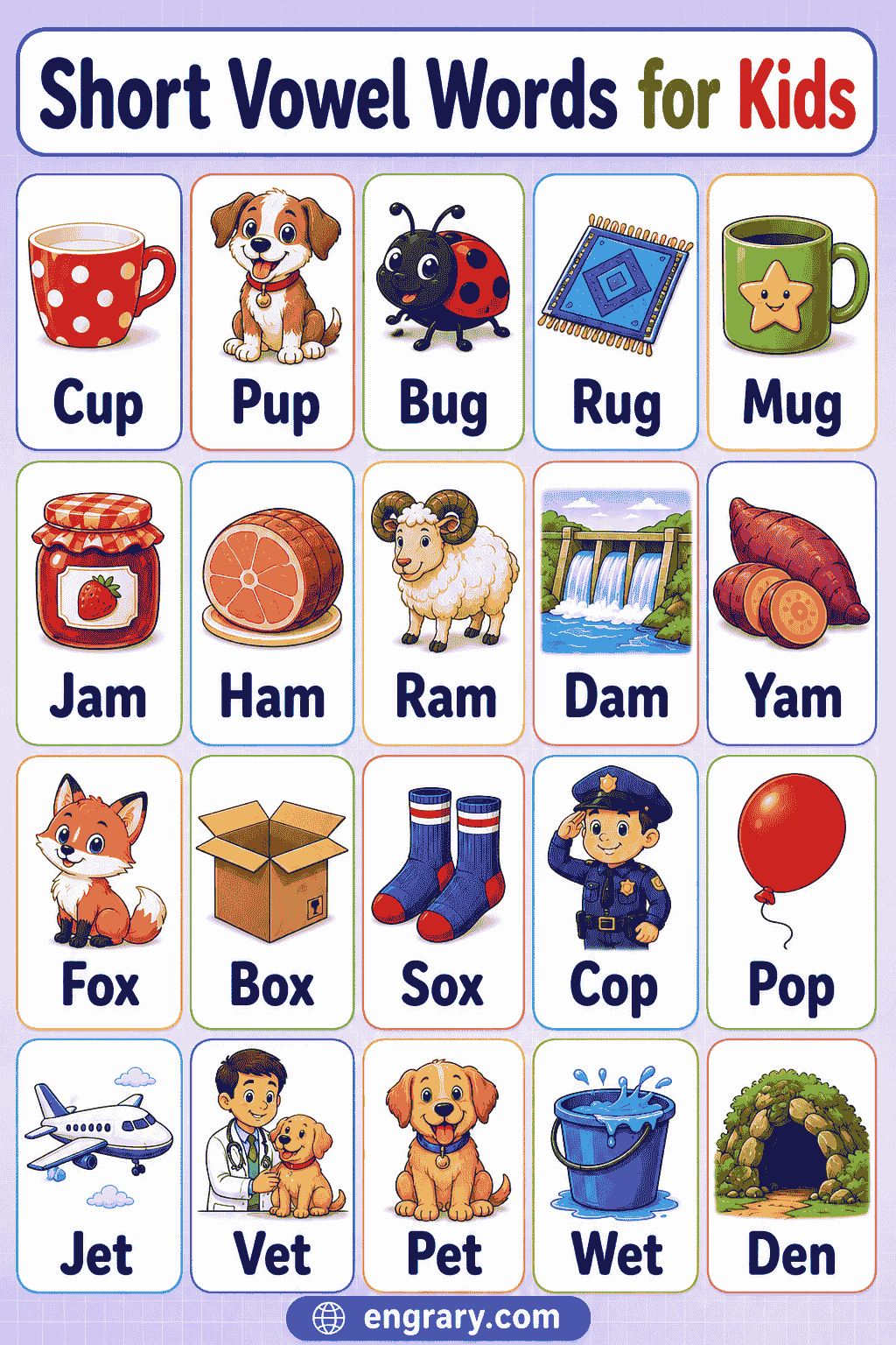 Short Vowel Words with Pictures for Kids