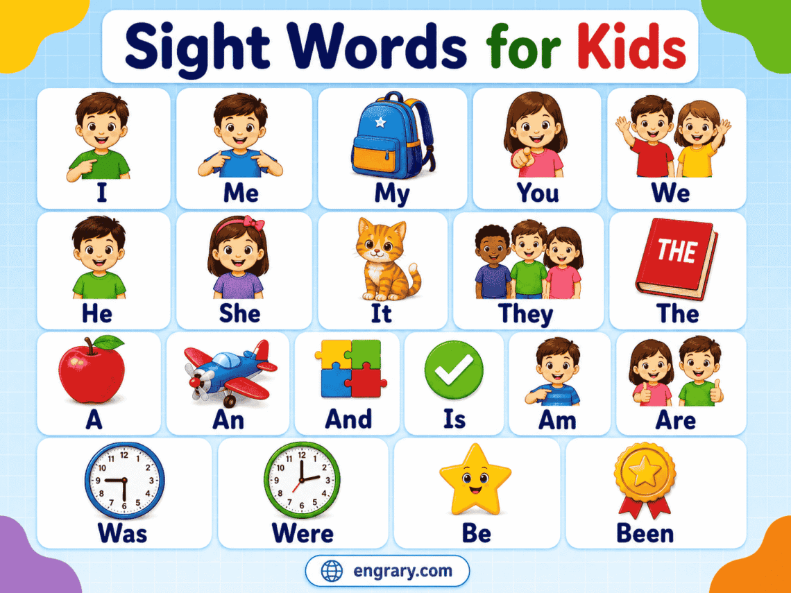 Sight Words for Kids with Meanings, and Examples