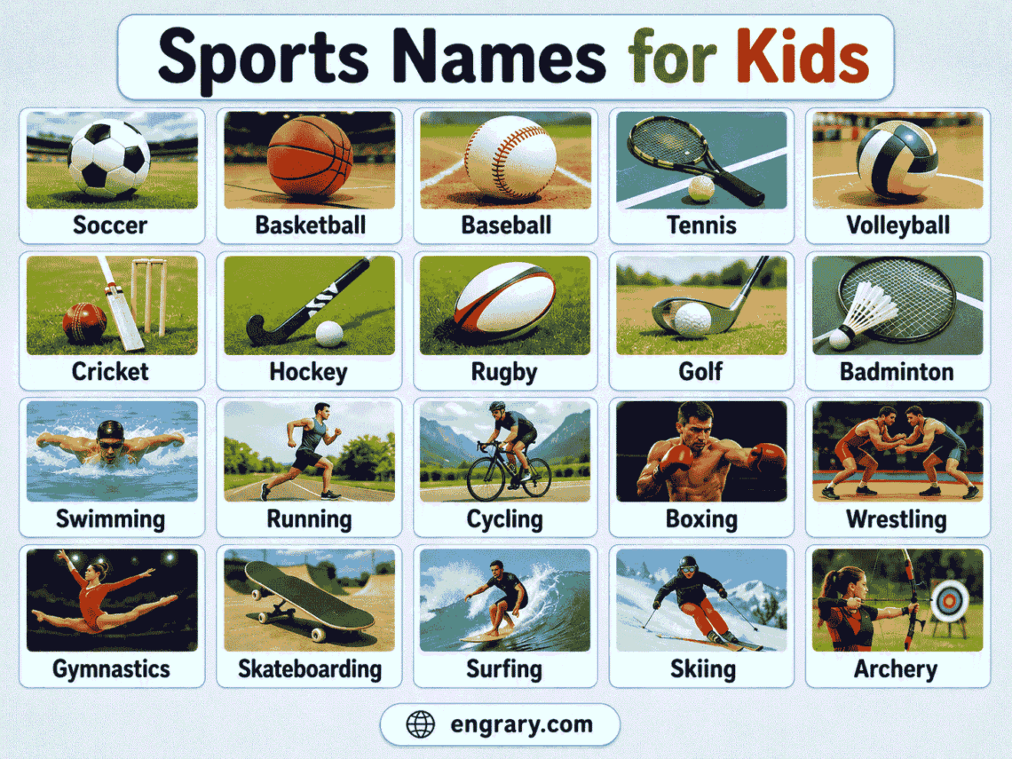 Sports Names for Kids List, Meanings, and Pictures