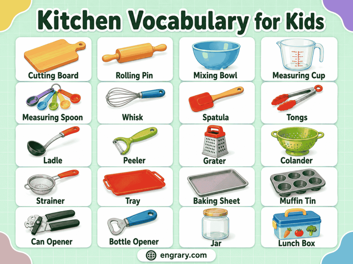 Kitchen Vocabulary for Kids: 125 Words with Meanings