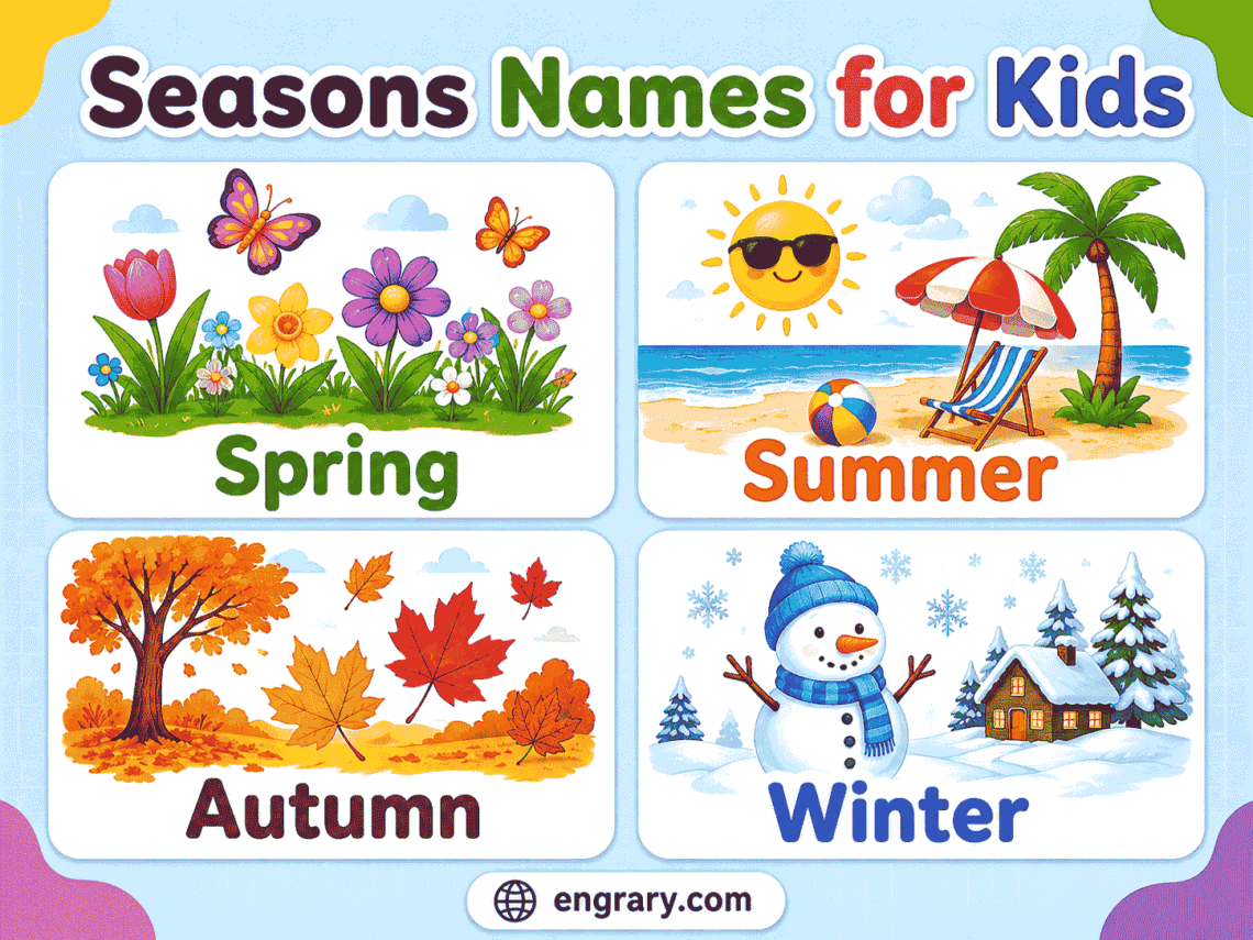 4 Seasons for Kids Names, Weather & Activities with Pictures