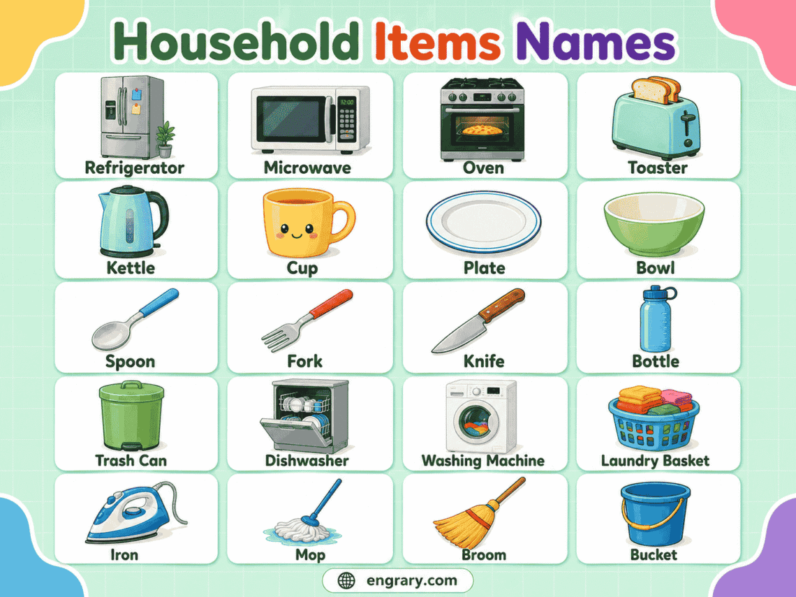 50 Household Item Names in English (With Meanings & Pictures)