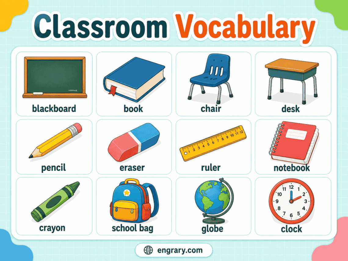 Classroom Vocabulary for Kids: 100+ Words with Pictures