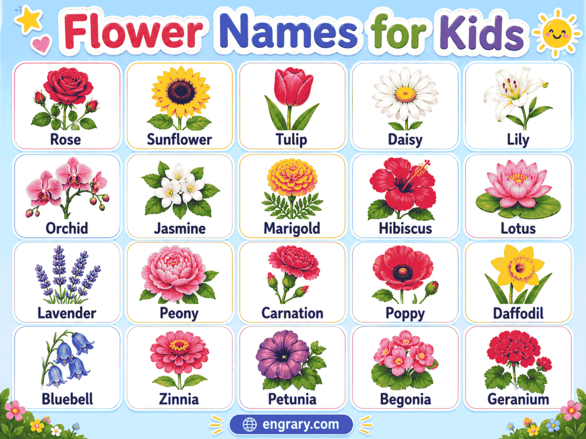 Flower Names for Kids: 30+ Common Flowers with Pictures