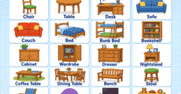 Furniture Names for Kids with Meanings and Pictures