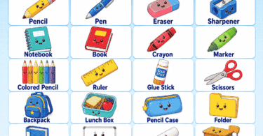 School Supplies Names for Kids: Easy Lists with Pictures