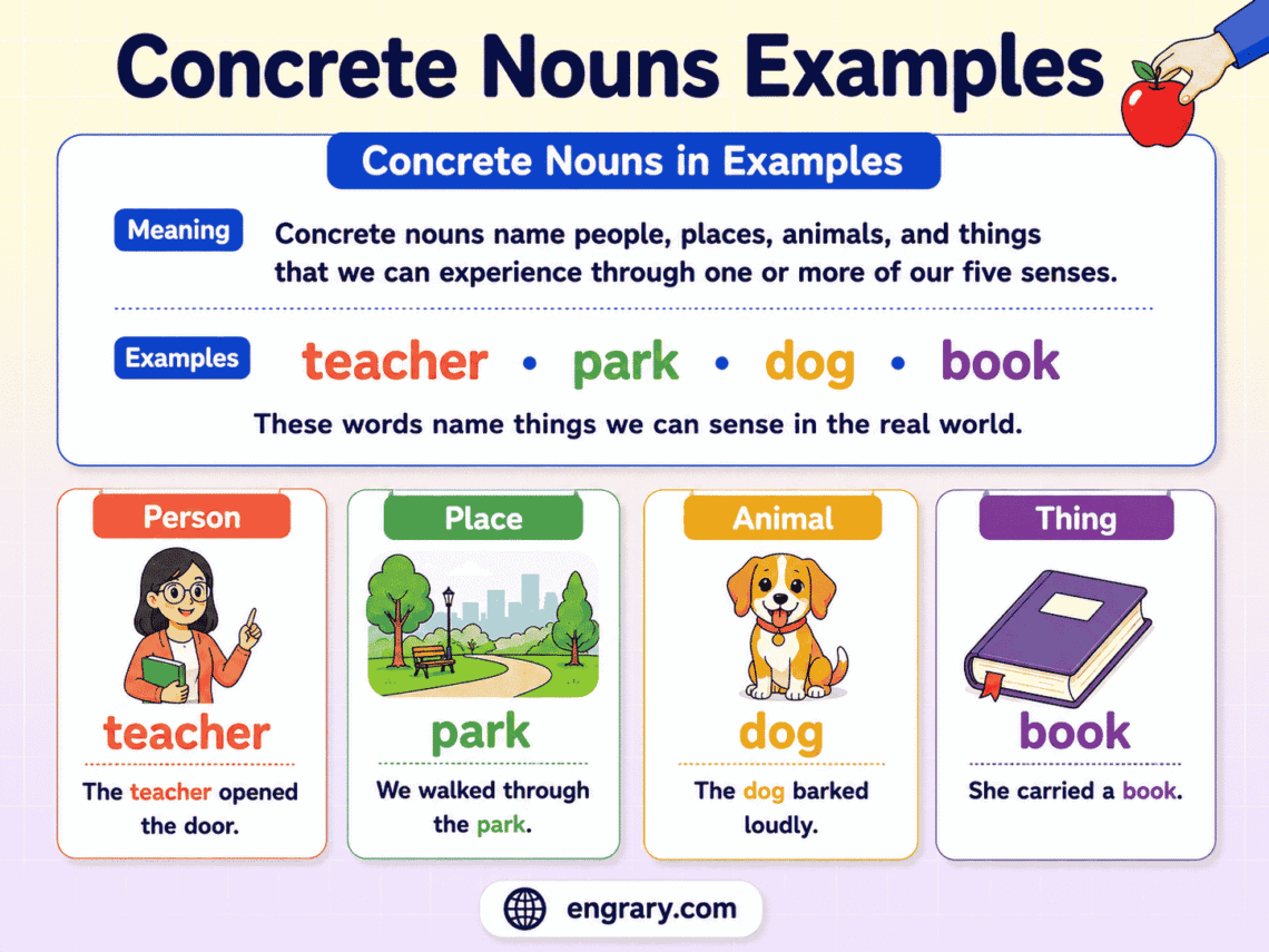 100+ Concrete Nouns Examples With Meanings and Sentences