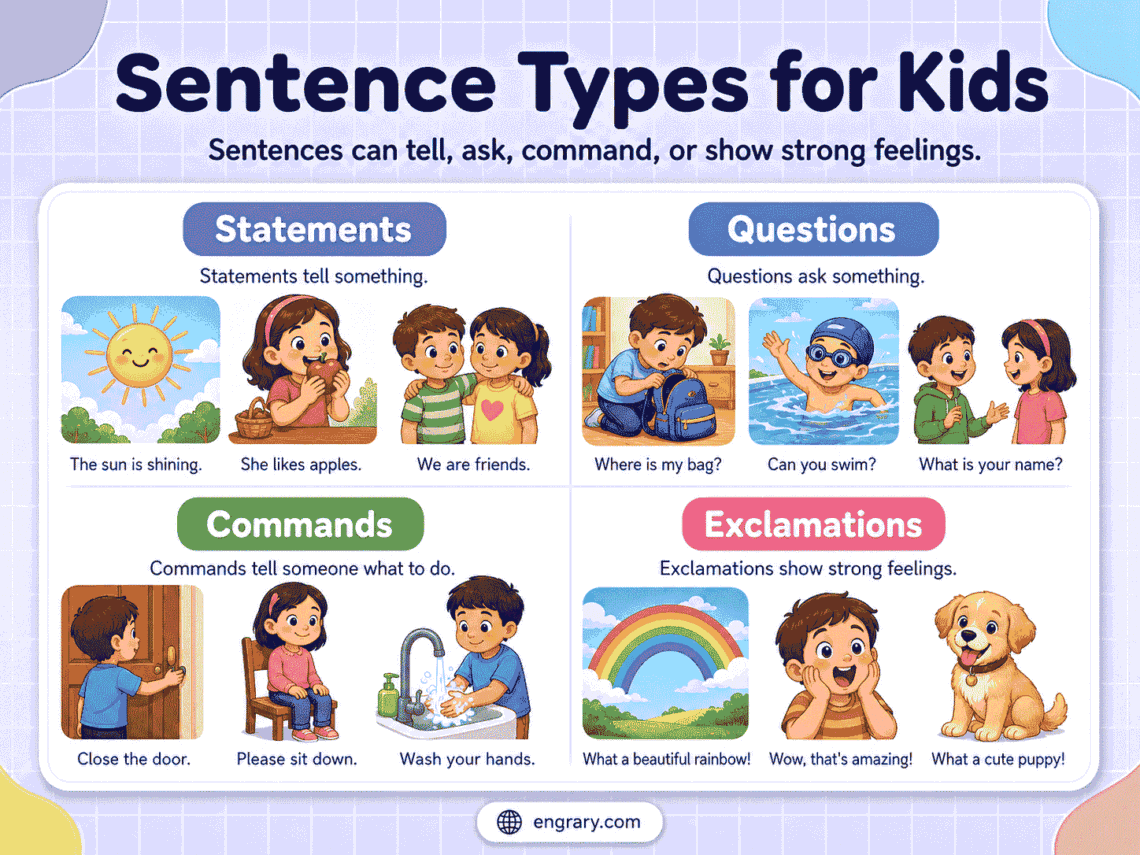 Sentence Types for Kids: Rules, Examples, and Practice