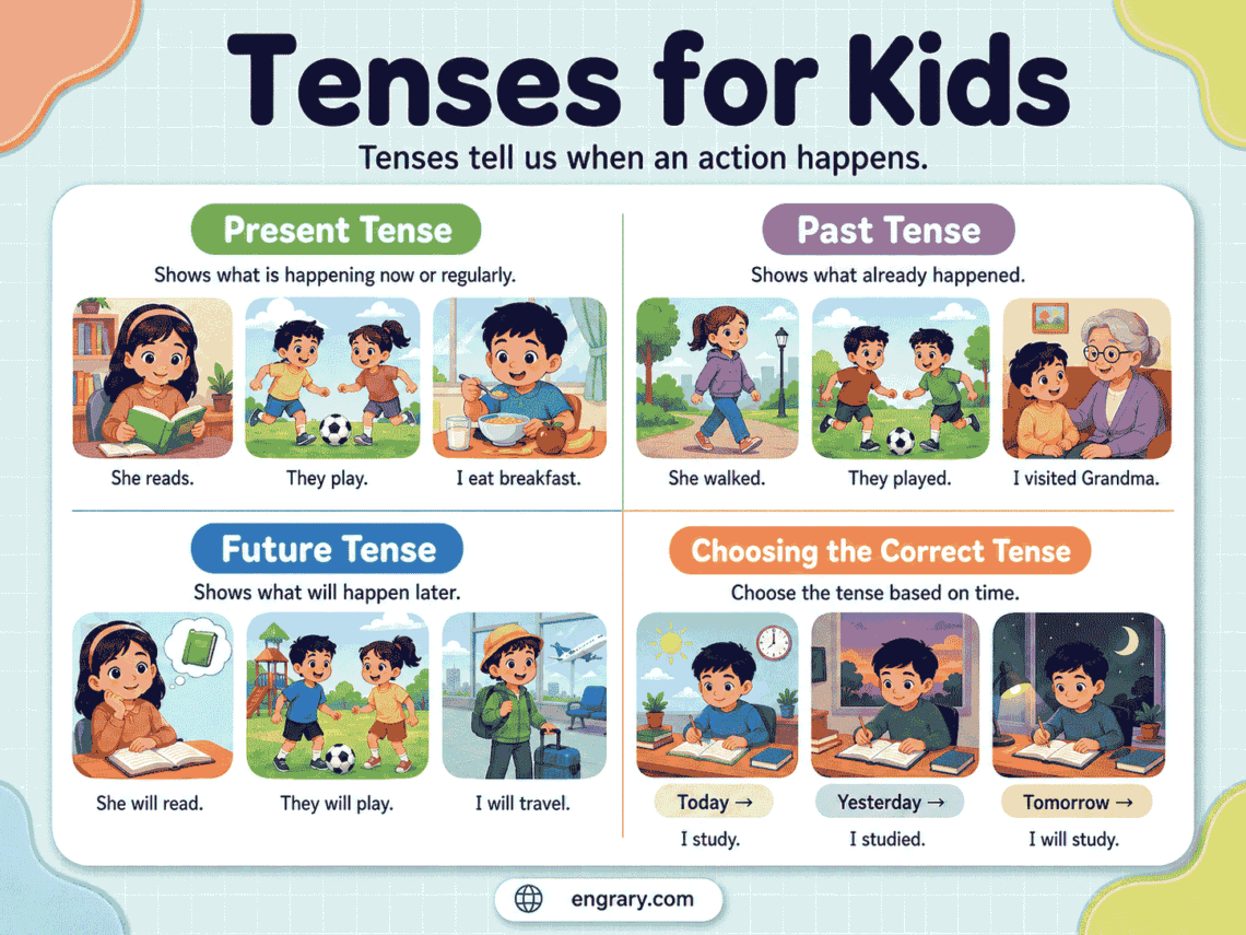 Tenses for Kids: Rules, Examples, and Practice
