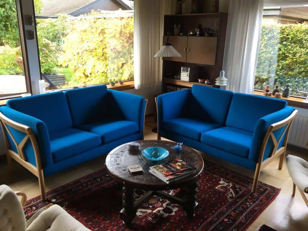 Sofaer med blå nyt betræk