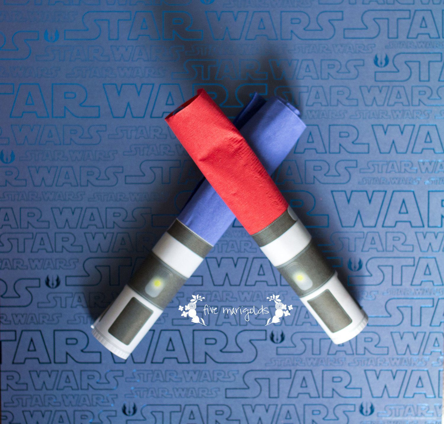 Star Wars Birthday Party Boba Fett Buffet Light Saber Napkin Rings | www.fivemarigolds.com