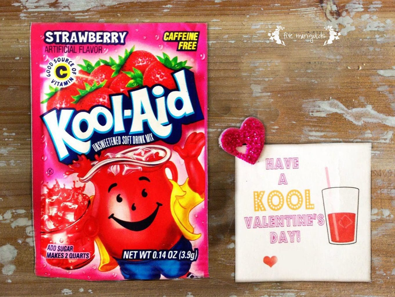 Kool-Aid Valentine Printable | www.fivemarigolds.com