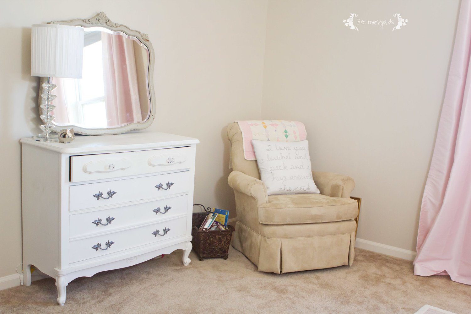 Sophisticated Blush and Gold Baby Nursery | Five Marigolds