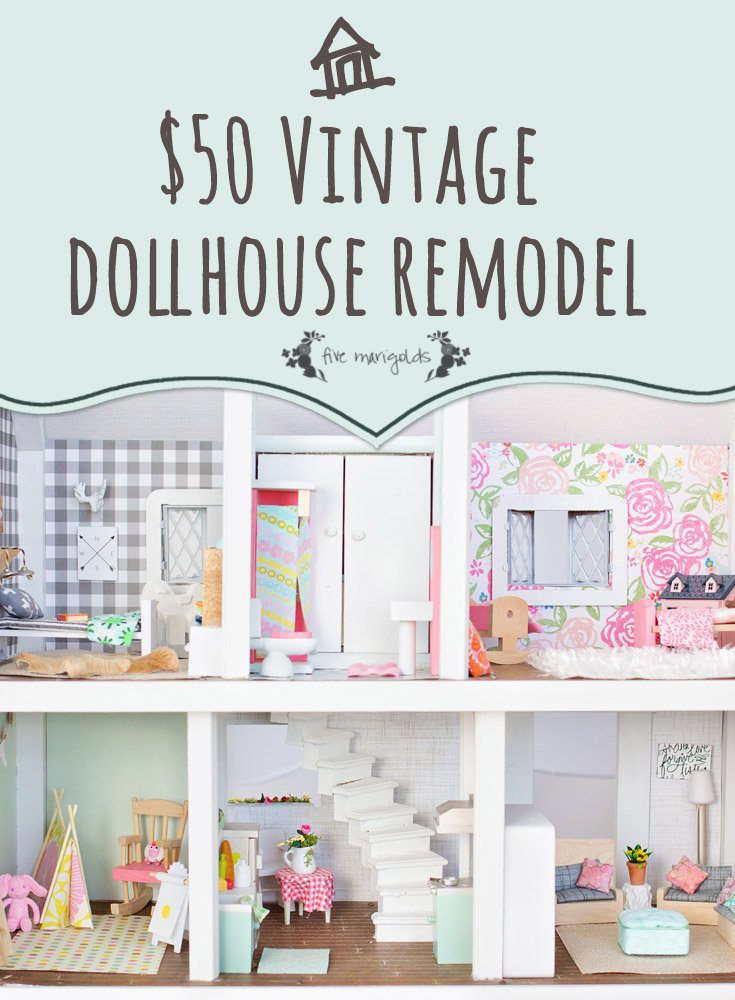 Vintage Dollhouse Makeover for $50 Final Reveal! | Five Marigolds