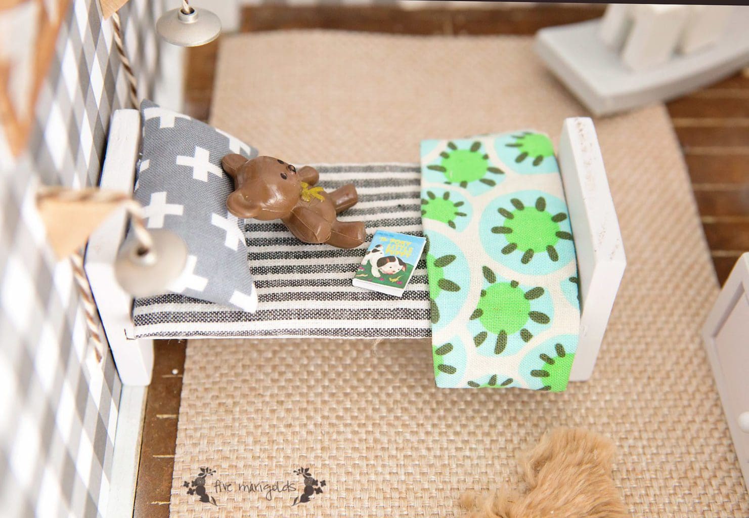 Vintage Dollhouse Makeover Boy Room | www.fivemarigolds.com